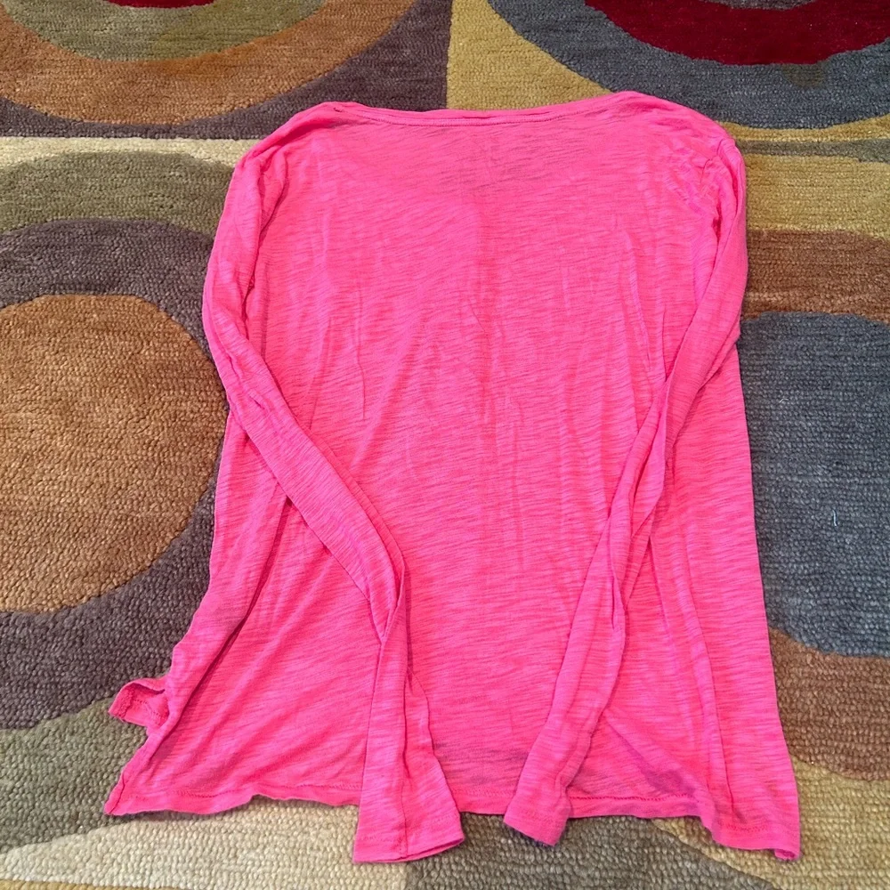 NWOT Aerie Y2K Style Pink Long Sleeve Henley T Shirt Thin Burnout Material XS